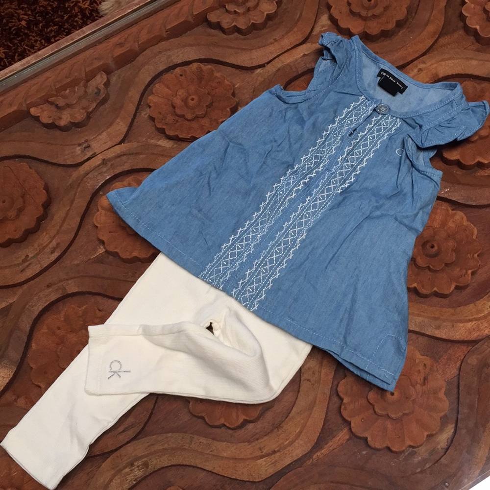 Calvin Klein baby girl denim/ legging outfit